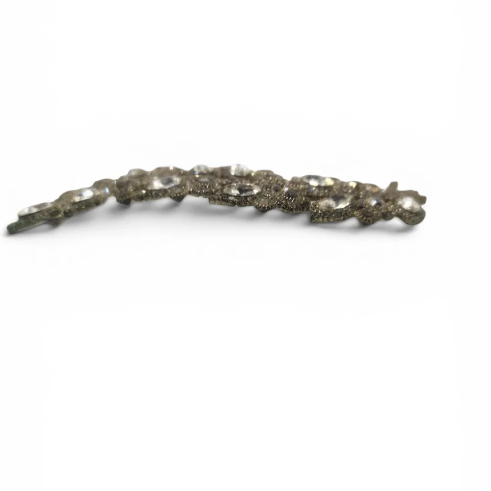 Vintage Rhinestone Silvertone Style Metal Hair Comb